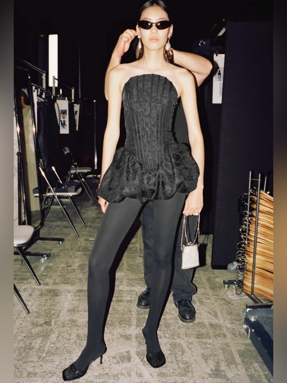 H&M EDITION NWT BLACK BALLOON-SKIRT CORSET DRESS SIZE 2
